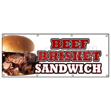 Signmission BEEF BRISKET SANDWICH BANNER SIGN slow cooked bar b que texas smoked B-96 Beef Brisket Sandwich